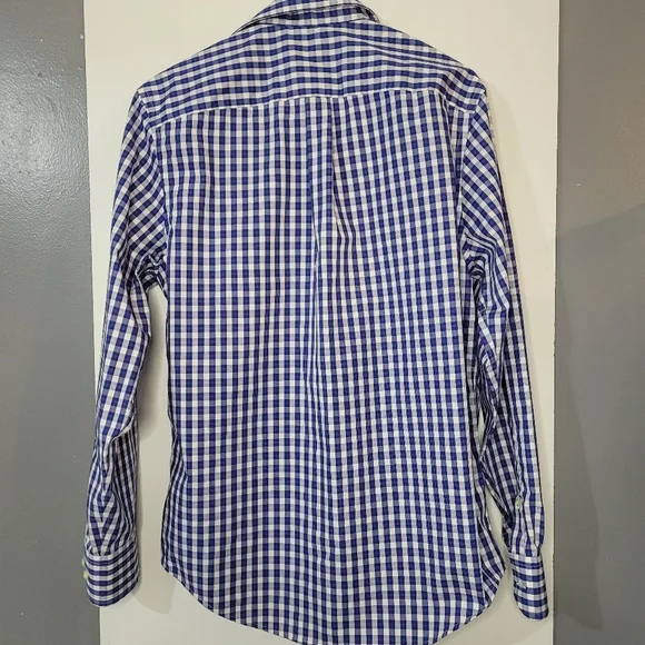 Banana Republic classic fit button down plaid shirt blue and white size small - Picture 7 of 7